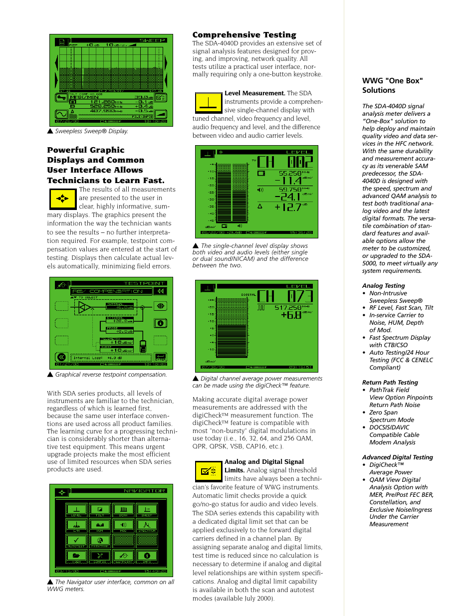 Comprehensive testing | Atec Wavetek-JDSU-SDA-4040D User Manual | Page 3 / 8