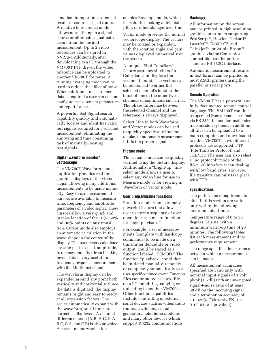 Atec Tektronix-VM700T User Manual | Page 2 / 16