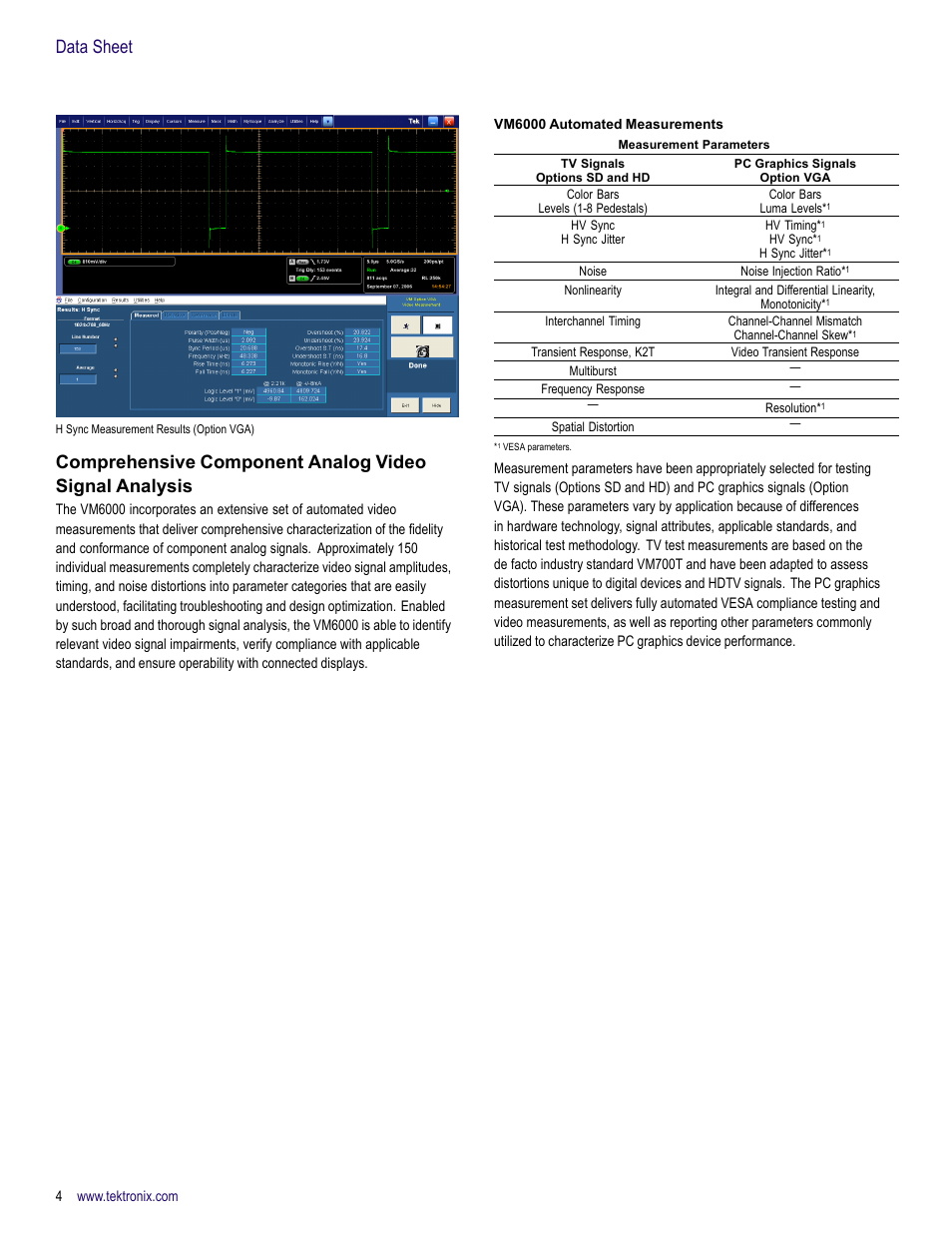 Data sheet | Atec Tektronix-VM6000 User Manual | Page 4 / 28