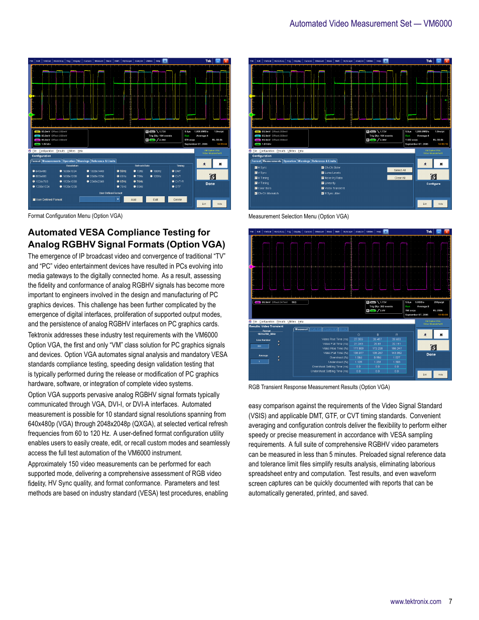 Automated video measurement set — vm6000 | Atec Tektronix-VM6000 User Manual | Page 7 / 28