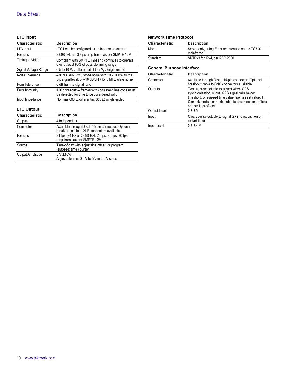 Data sheet | Atec Tektronix-TG700 User Manual | Page 10 / 16