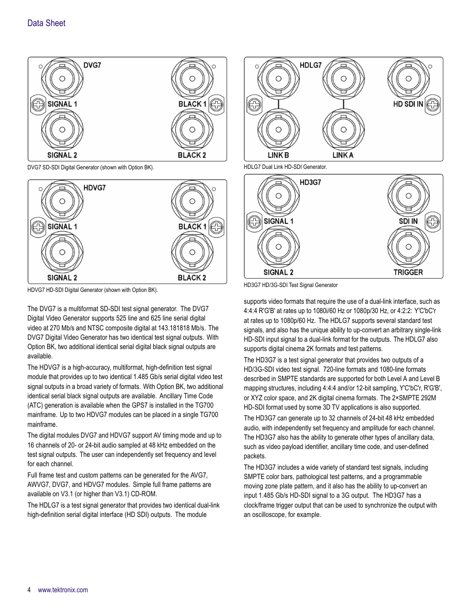 Data sheet | Atec Tektronix-TG700 User Manual | Page 4 / 16