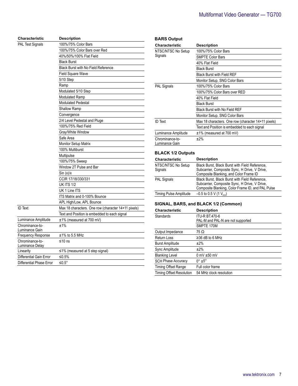 Multiformat video generator — tg700 | Atec Tektronix-TG700 User Manual | Page 7 / 16