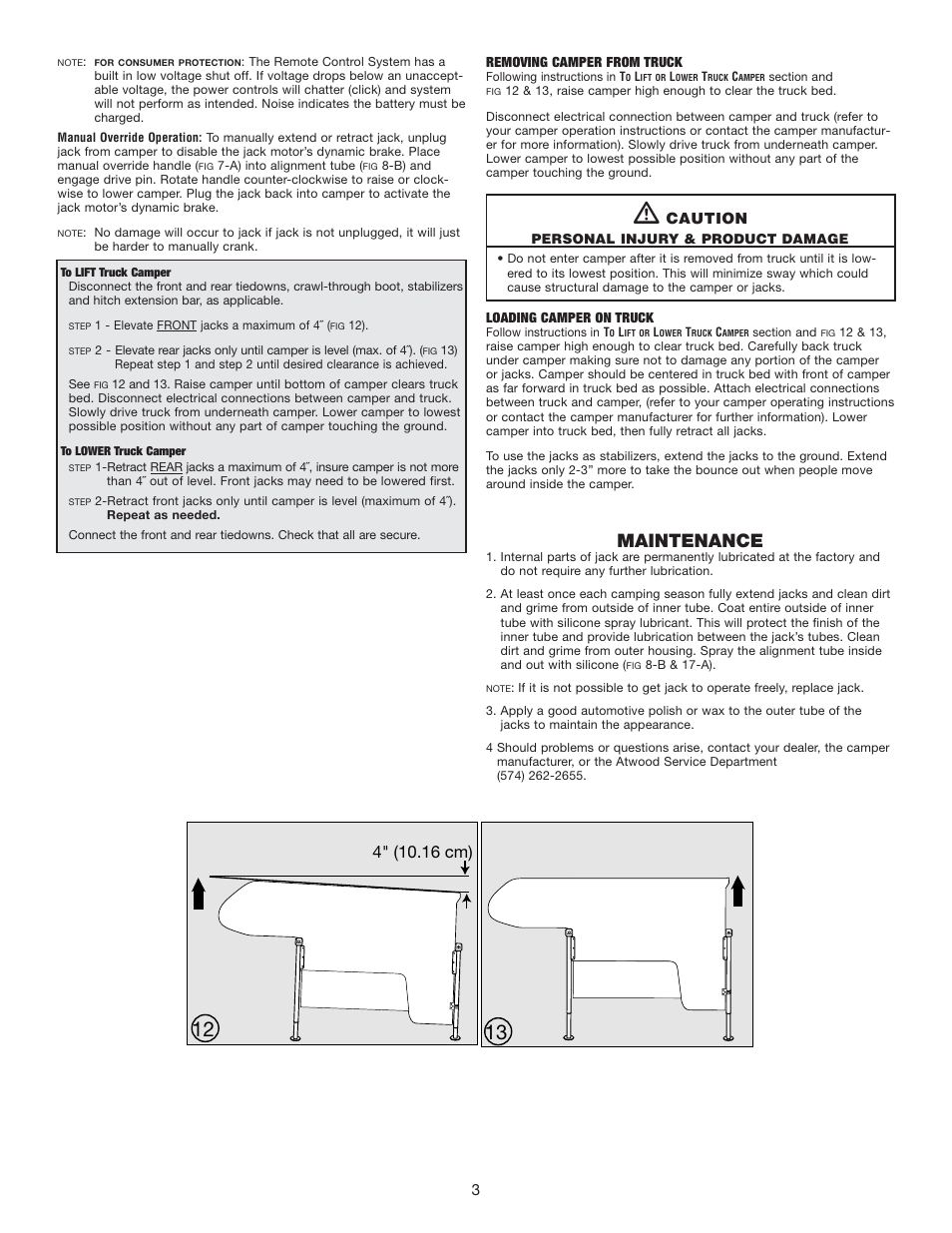 Maintenance | atwood Truck Camper Jacks User Manual | Page 3 / 4