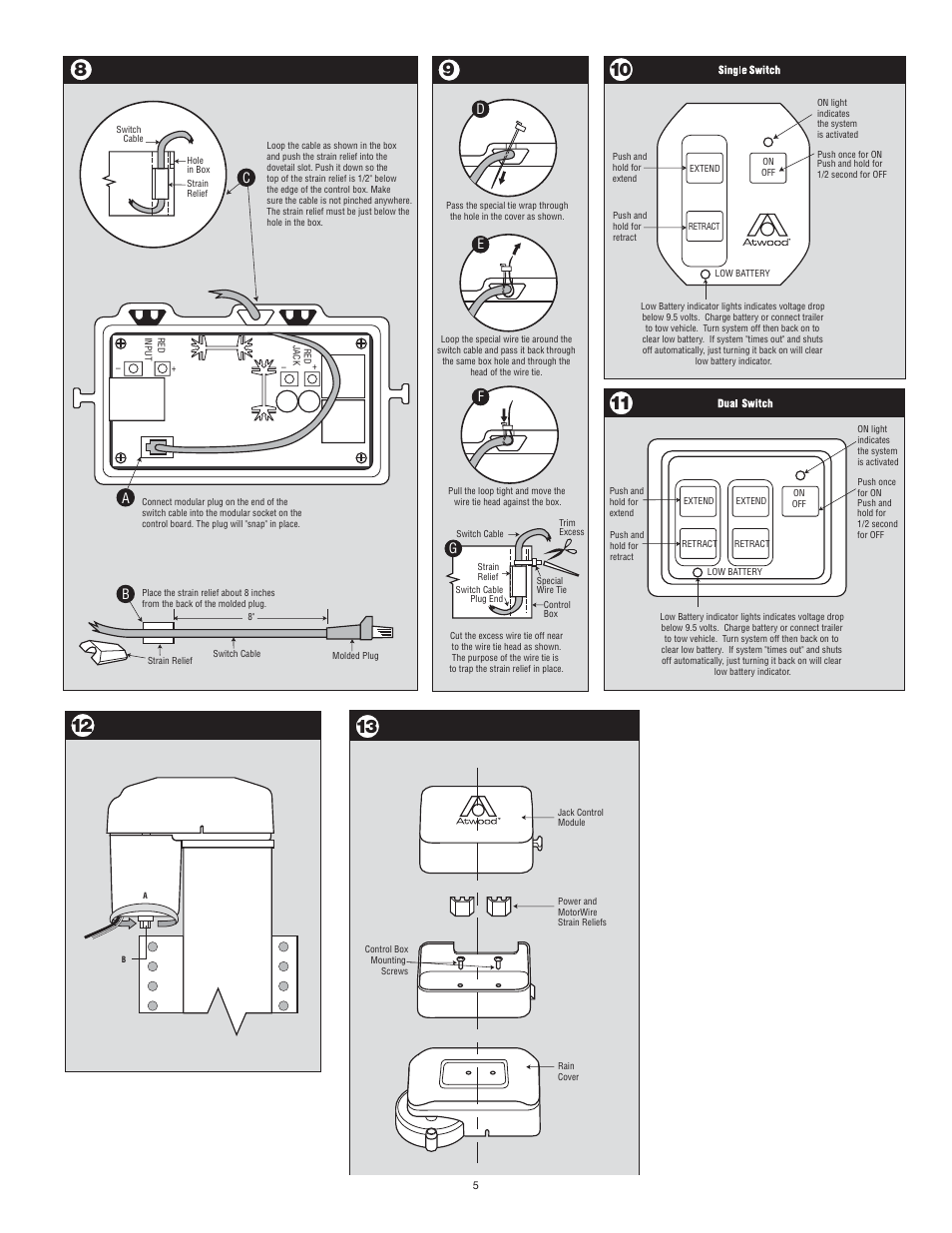 De f g, Ca b | atwood Single and Dual Mount Motorized Jack System User Manual | Page 5 / 5