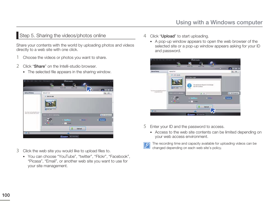 Using with a windows computer | Samsung HMX-H405BP User Manual | Page 100 / 121