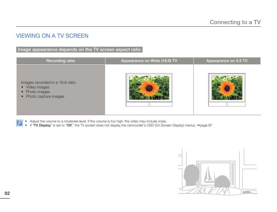 Viewing on a tv screen | Samsung HMX-H405BP User Manual | Page 92 / 121