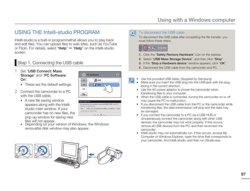 Using the intelli-studio program | Samsung HMX-H405BP User Manual | Page 97 / 121