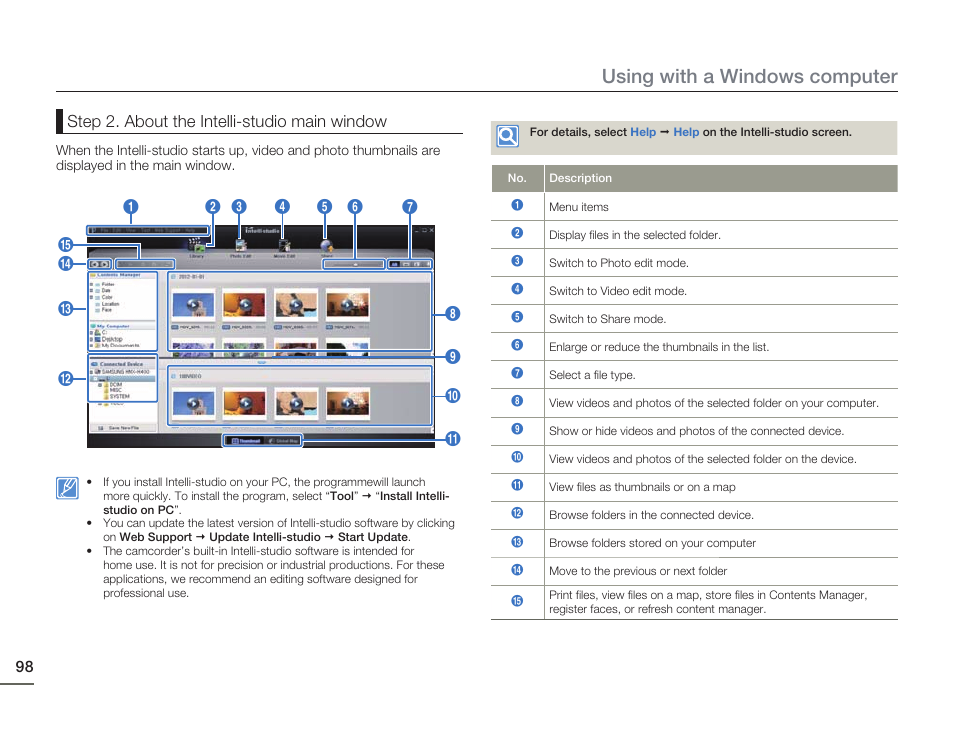 Using with a windows computer | Samsung HMX-H405BP User Manual | Page 98 / 121