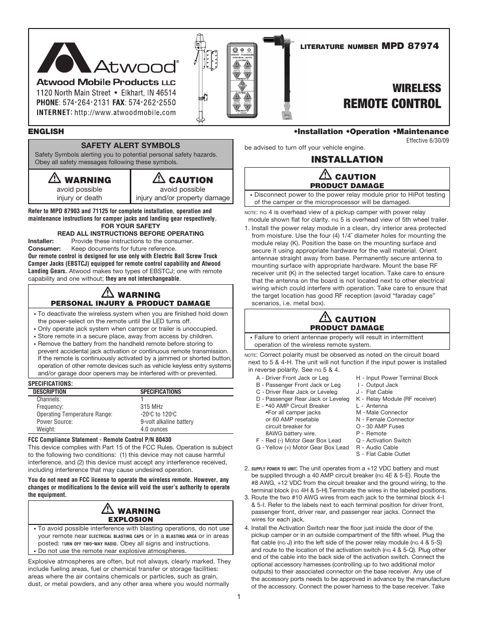 atwood Truck Camper Remote With Accessory Controlling Ability User Manual | 4 pages