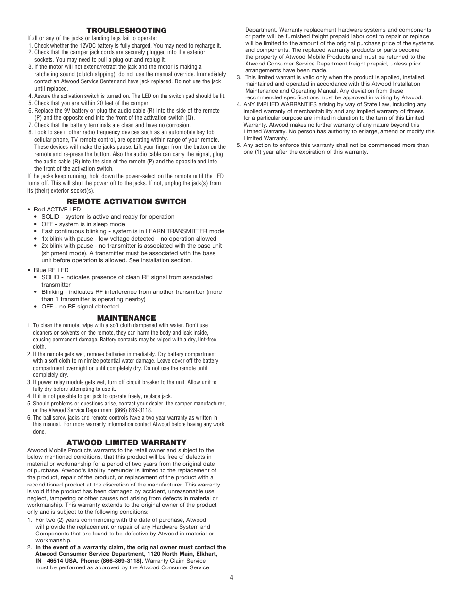 atwood Truck Camper Remote With Accessory Controlling Ability User Manual | Page 4 / 4
