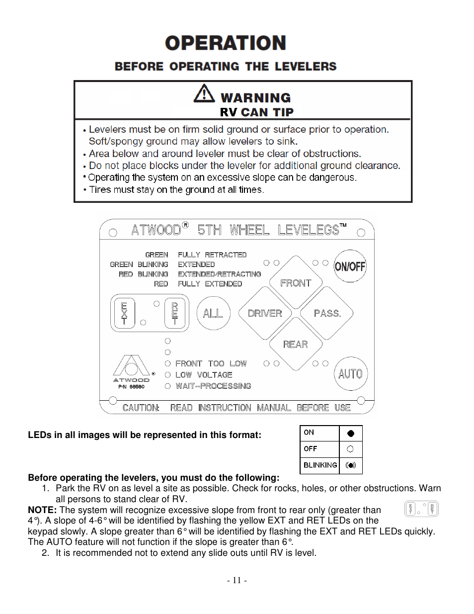 atwood Levelegs 5th Wheel Leveling IOM User Manual | Page 11 / 22