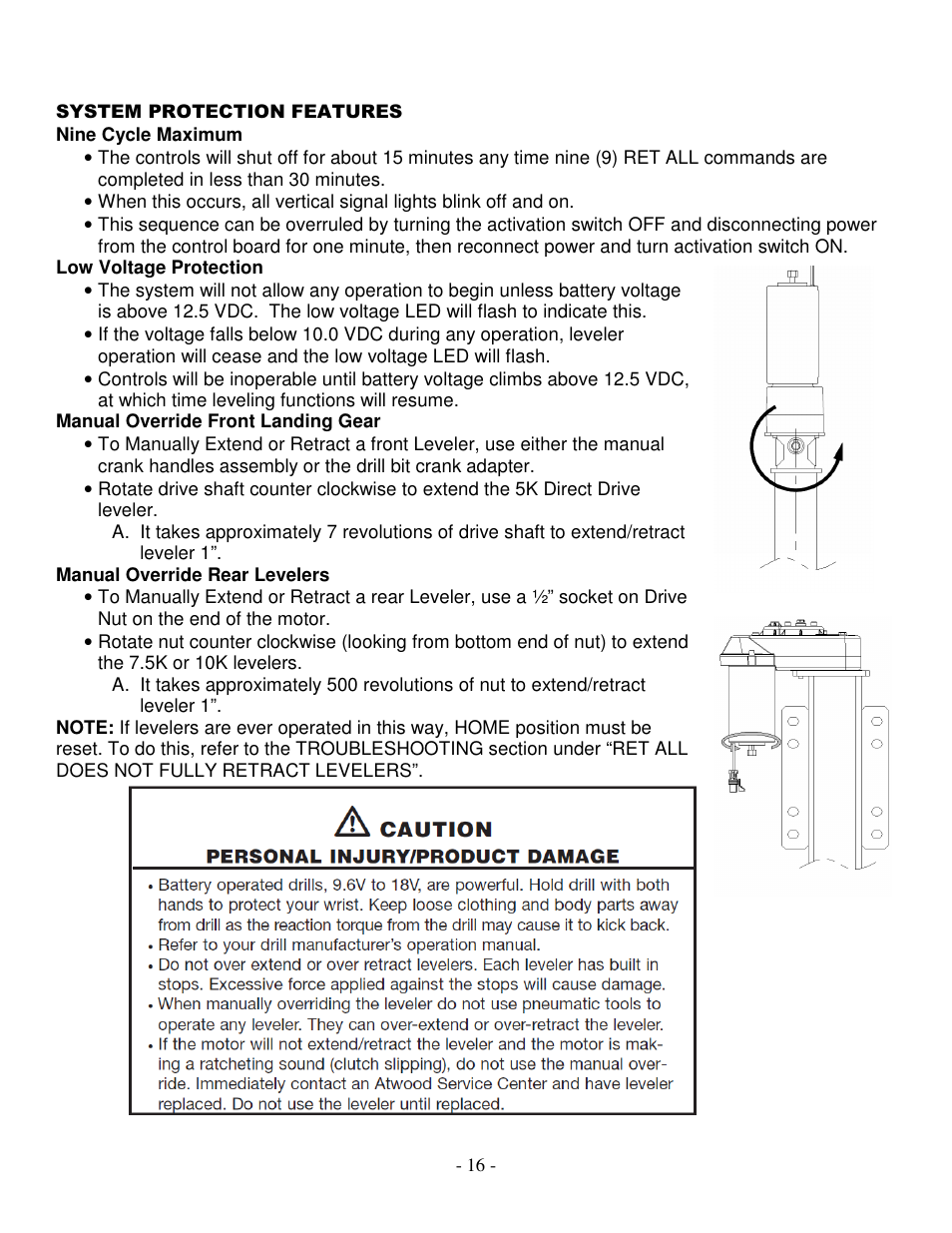 atwood Levelegs 5th Wheel Leveling IOM User Manual | Page 16 / 22