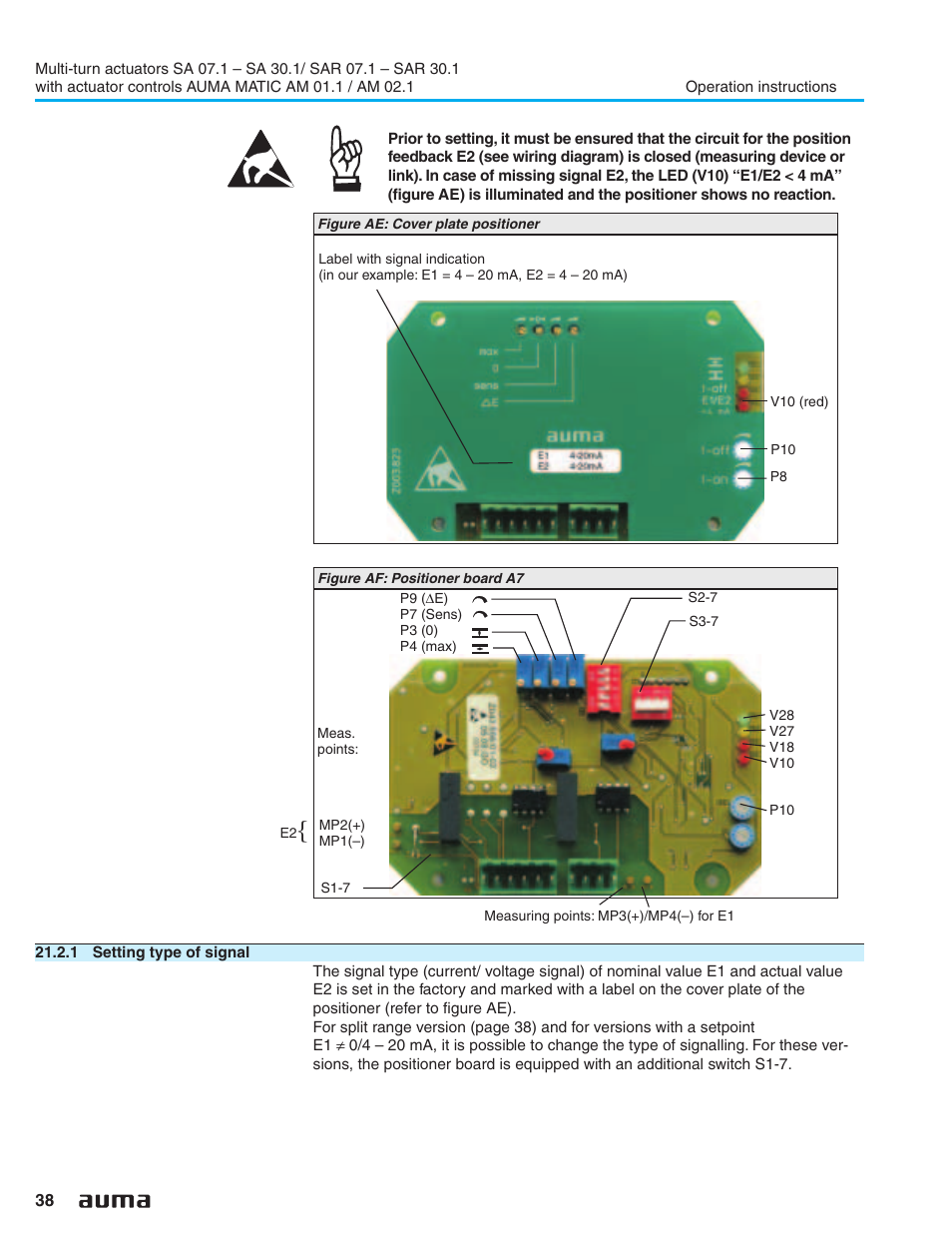 1 setting type of signal | AUMA Electric multi-turn actuators SA 07.1 - 16.1_SAR 07.1 - 16.1 MATIC AM 01.1 - 02.1 User Manual | Page 38 / 64