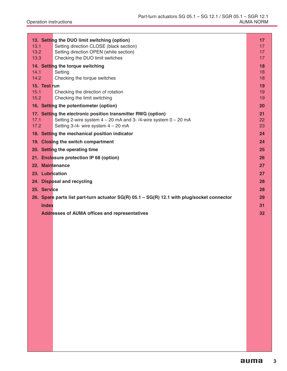 AUMA Electric part-turn actuators SG 05.1 - 12.1_SGR 05.1 - 12.1 NORM User Manual | Page 3 / 32