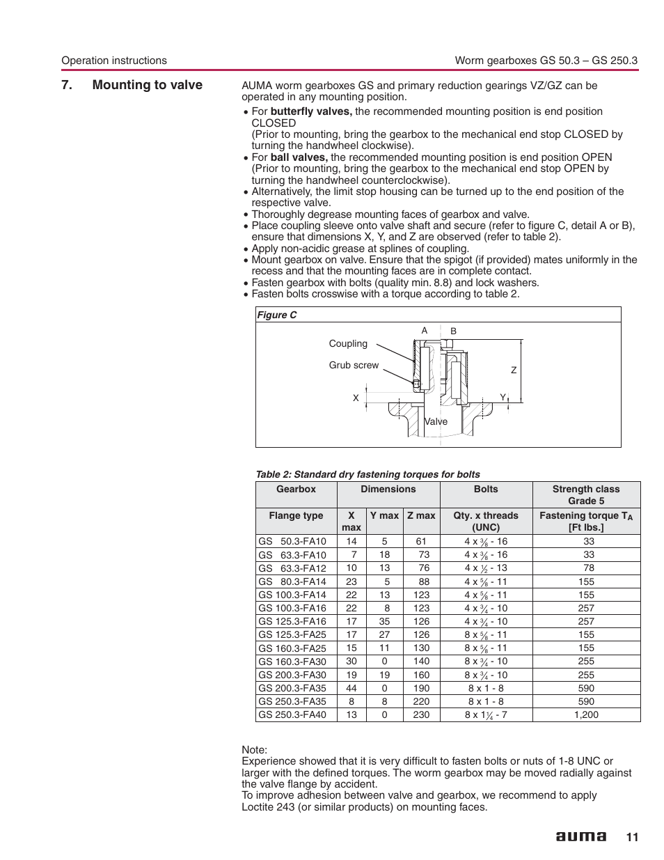 Mounting to valve, Mounting to valve 11 | AUMA Part-turn gearboxes GS 50.3 - 250.3, primary reduction gearings VZ 2.3 - 4.3_GZ 160.3 - 250.3 User Manual | Page 11 / 32