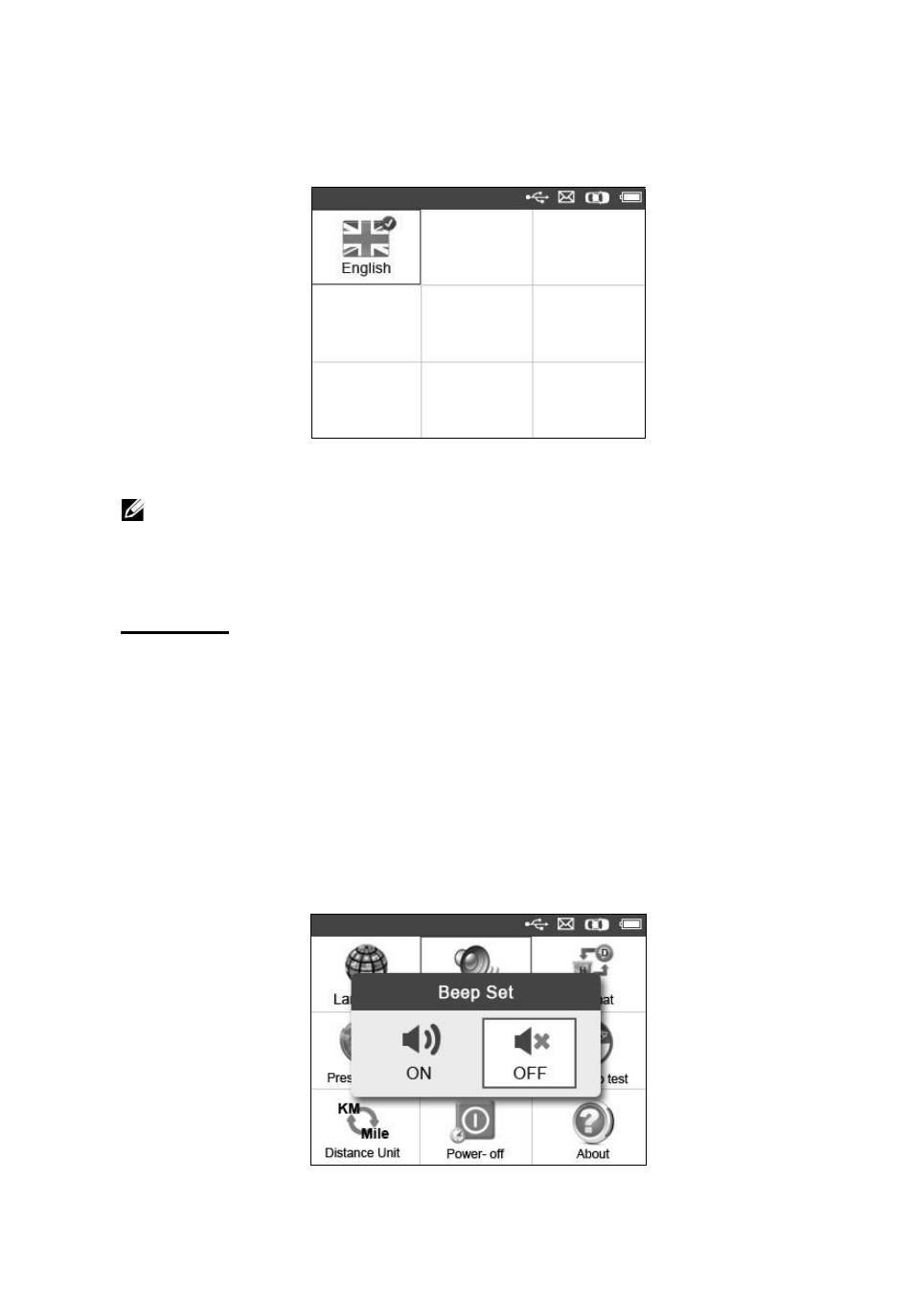 Beep set | Autel MaxiTPMS TS501 User Manual | Page 11 / 47