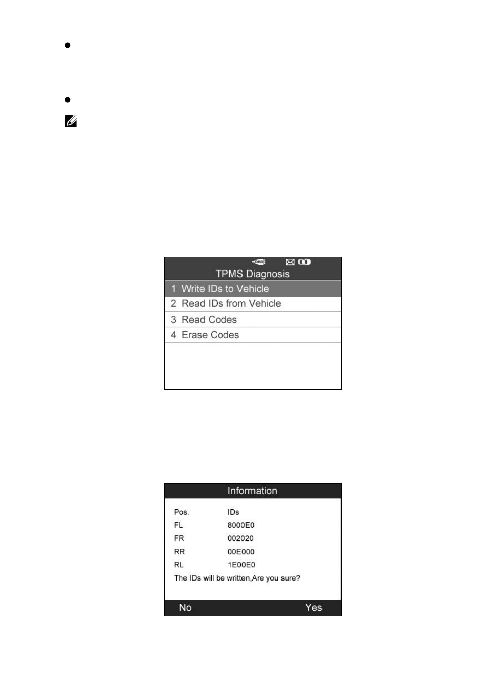 A. write ids to vehicle | Autel MaxiTPMS TS501 User Manual | Page 30 / 47