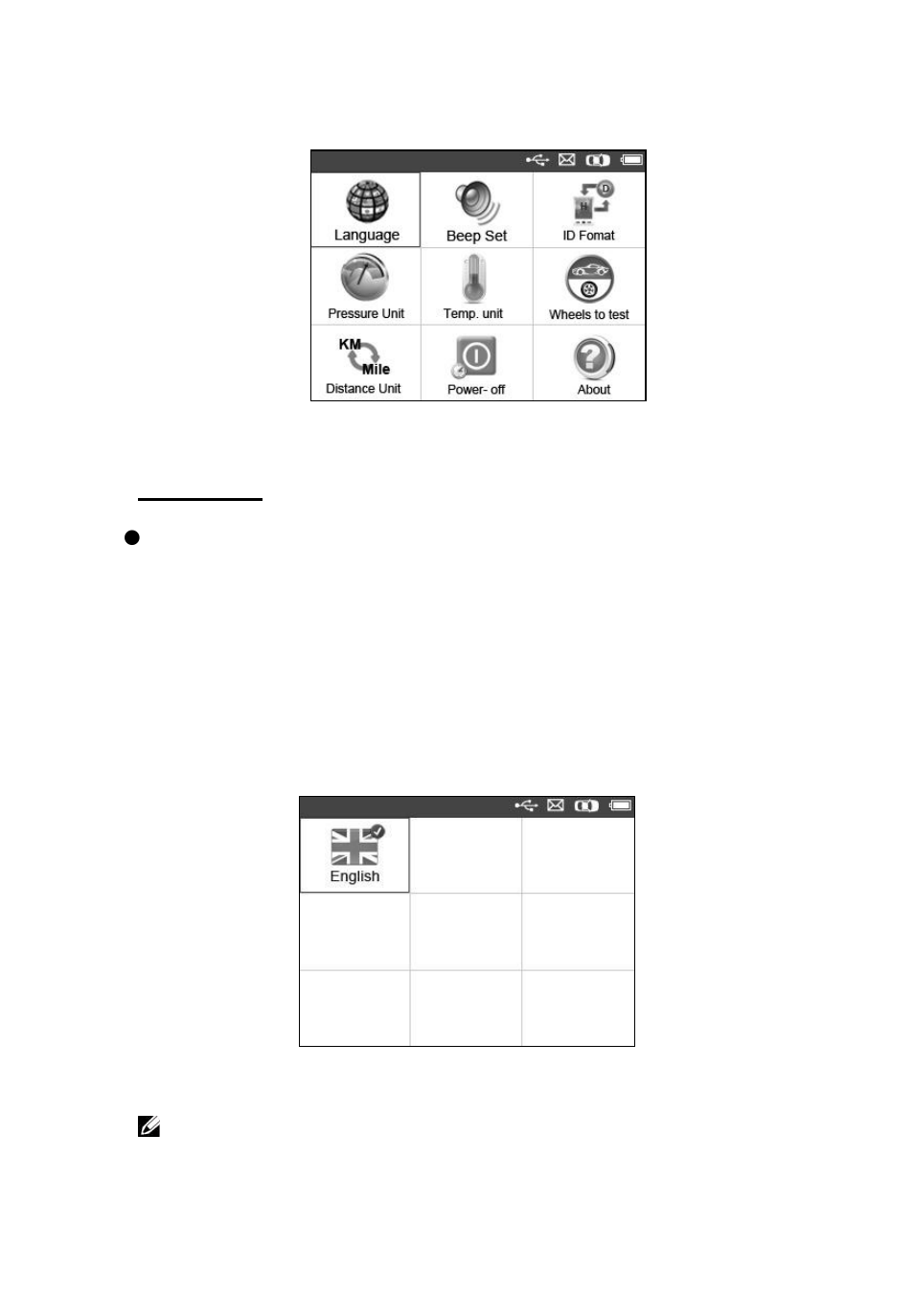 Language | Autel MaxiTPMS TS601 User Manual | Page 12 / 73