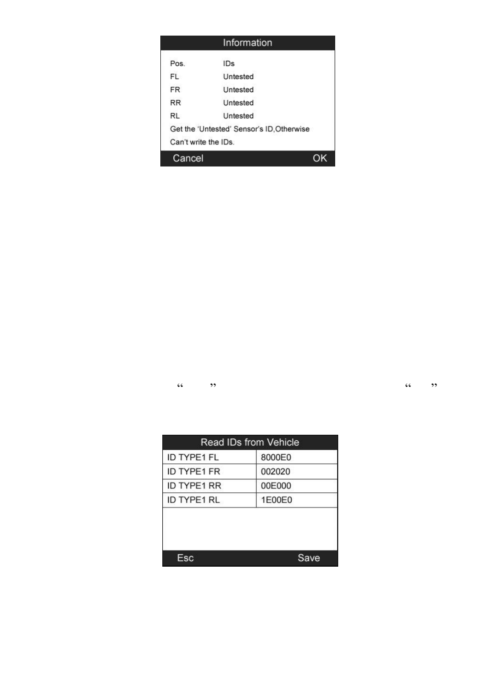 B. read ids from vehicle | Autel MaxiTPMS TS601 User Manual | Page 34 / 73