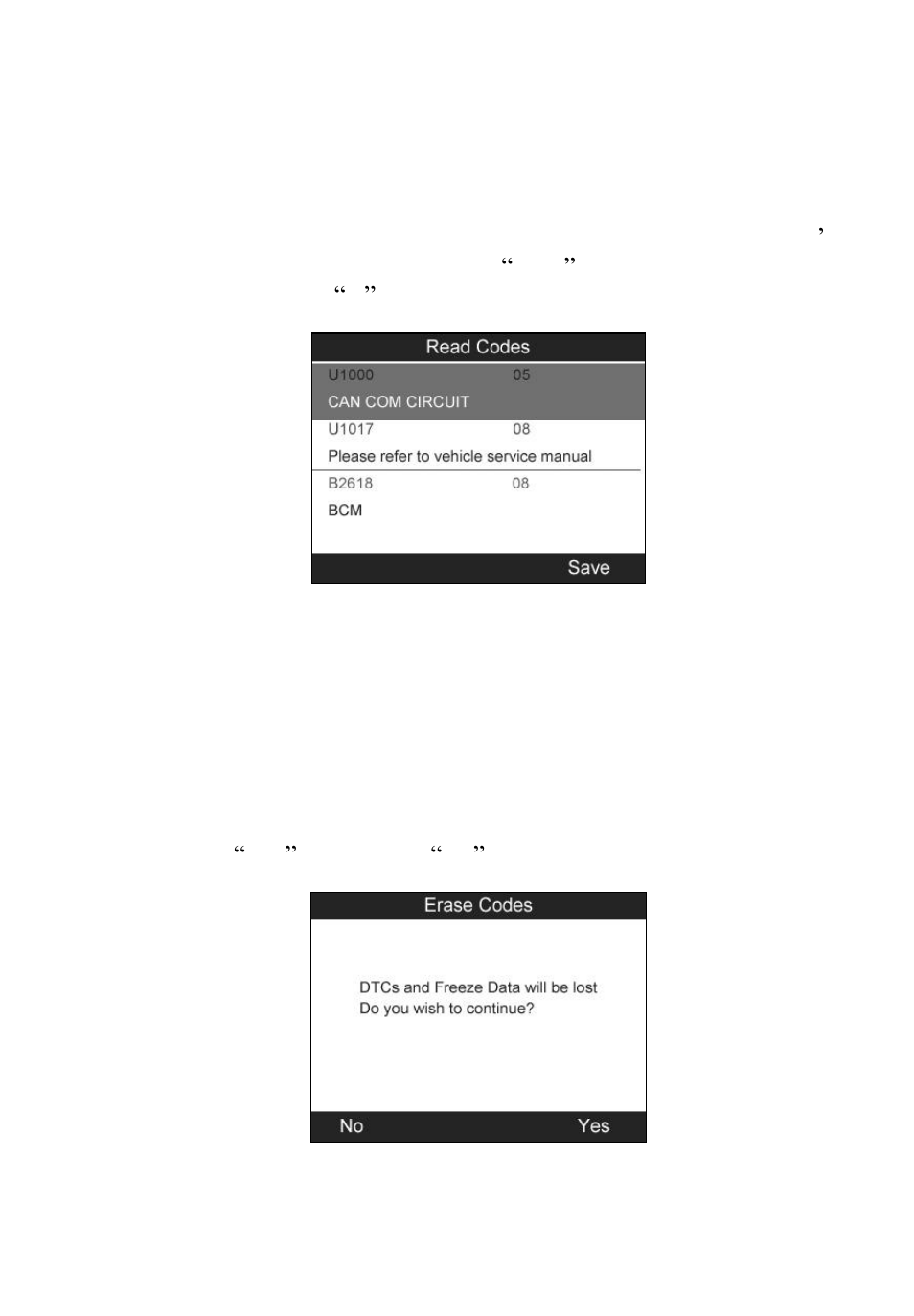 C. read codes, D. erase codes | Autel MaxiTPMS TS601 User Manual | Page 35 / 73
