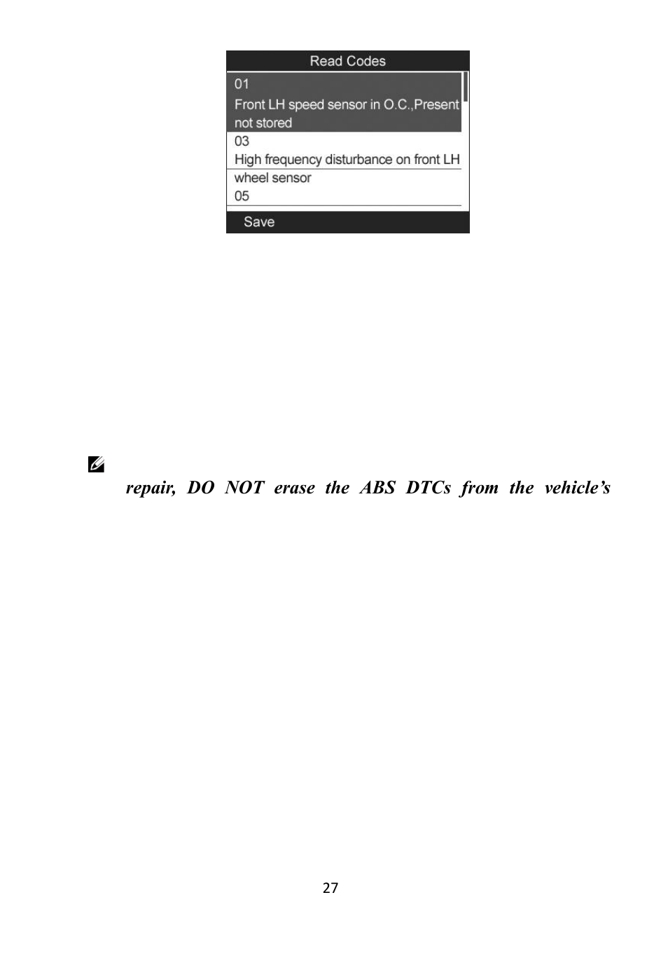Rasing, 3 erasing abs code | Autel Autolink AL609 User Manual | Page 29 / 69