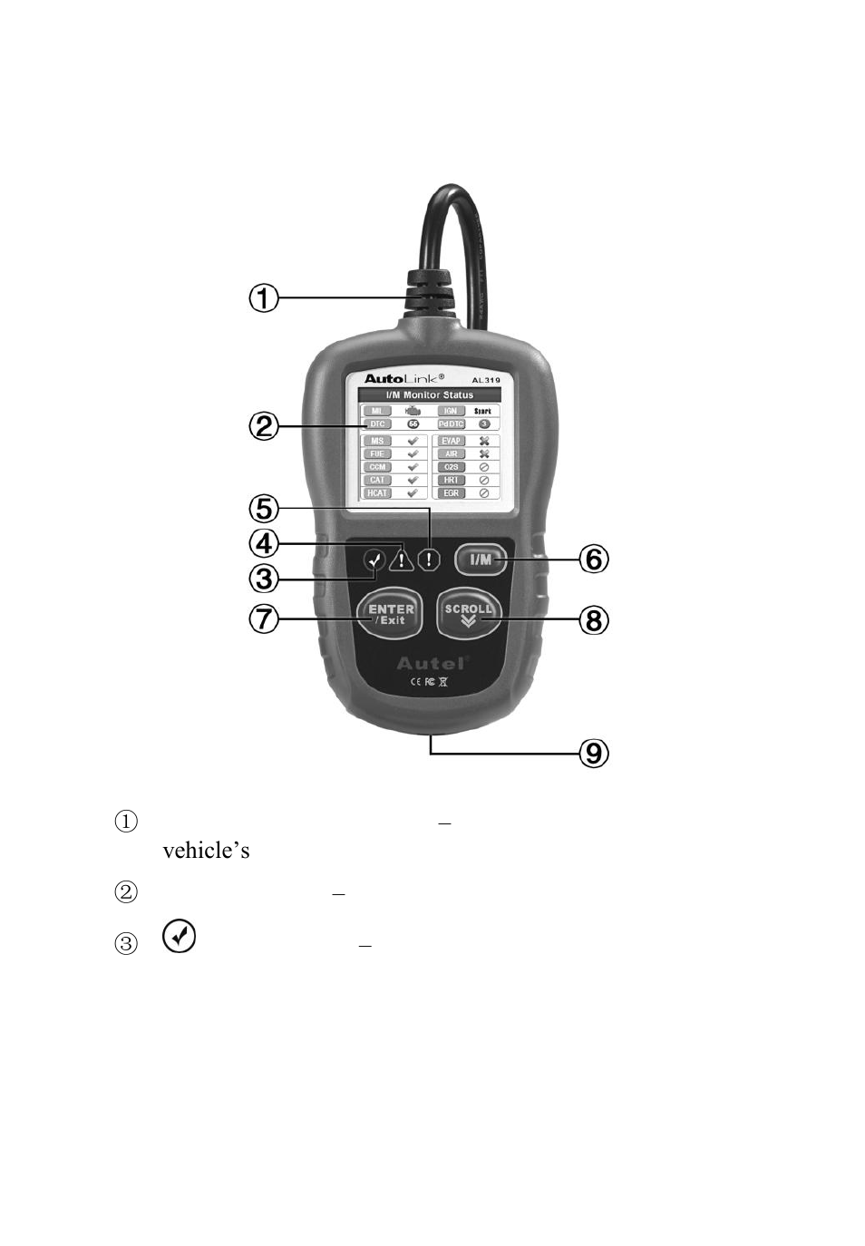 Using the scan tool, Escription, 1 tool description | Autel Autolink AL319 User Manual | Page 11 / 47