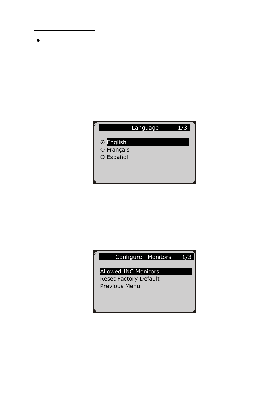 Language setup, Configure monitors | Autel Autolink AL319 User Manual | Page 15 / 47