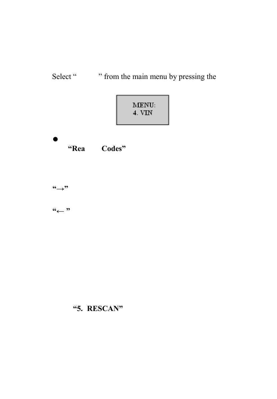 Iewing, Umber, Escanning | 4 viewing vin number, 5 rescanning data | Autel Autolink AL301 User Manual | Page 18 / 109