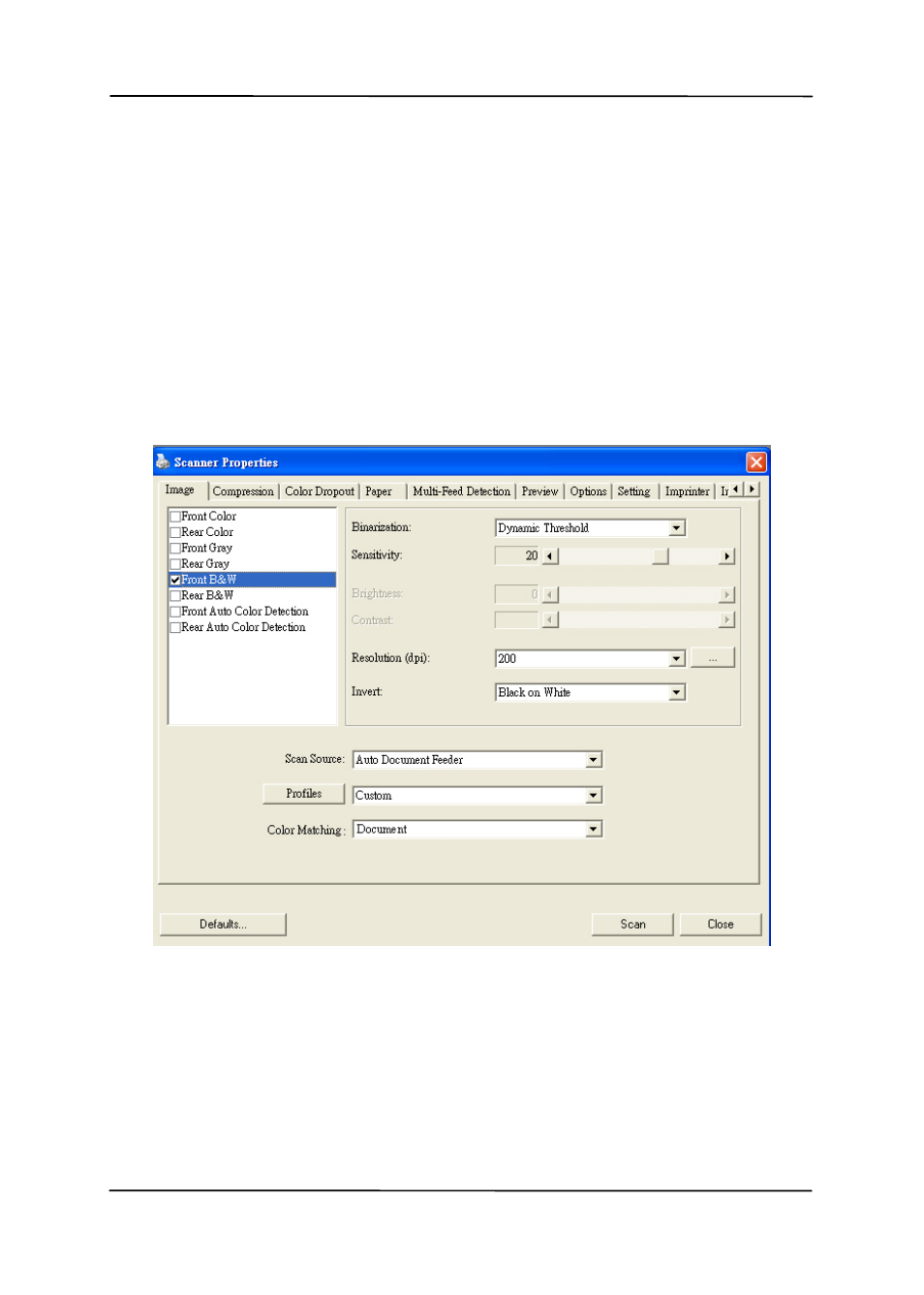 2 the image tab | Avision AV1860 (DL-1101S/DL-1103S) User Manual | Page 32 / 121