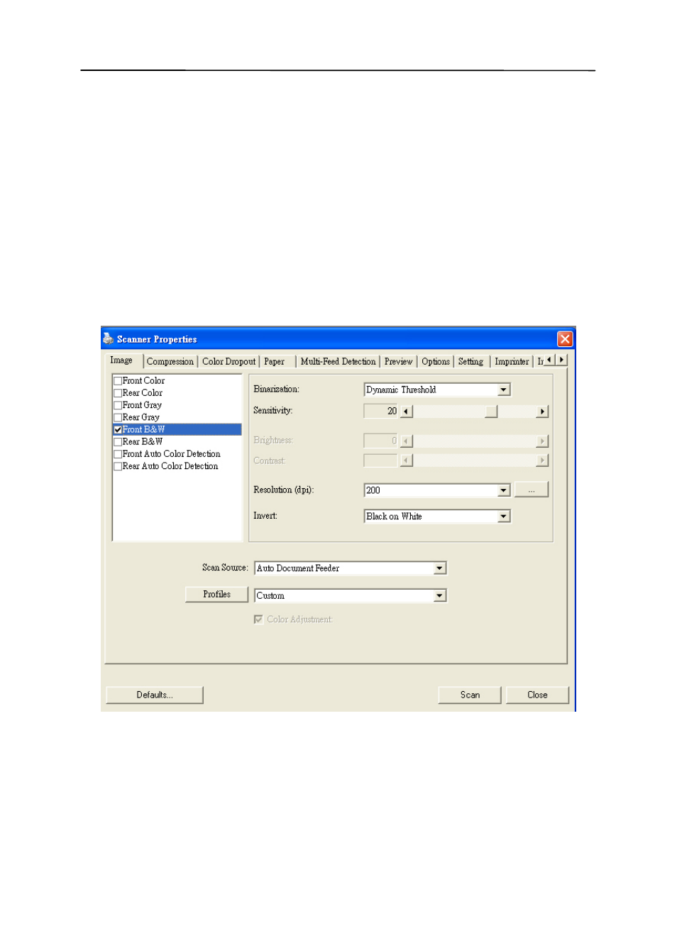 2 the image tab, The image tab -4 | Avision AV186+ (FL-0912S) User Manual | Page 31 / 113