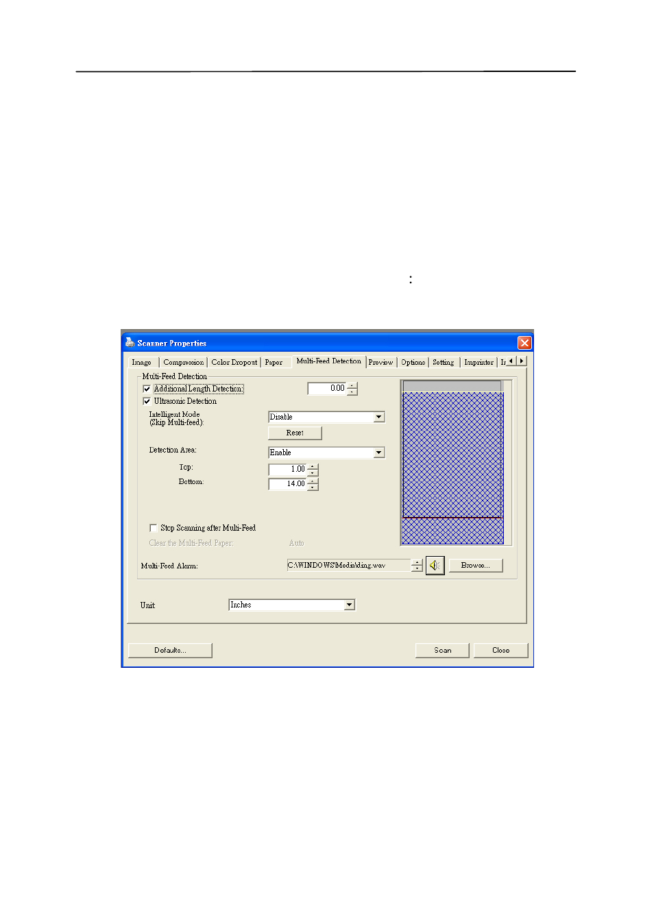 6 the multi-feed detection tab, The multi-feed detection tab -35 | Avision AV186+ (FL-0912S) User Manual | Page 62 / 113