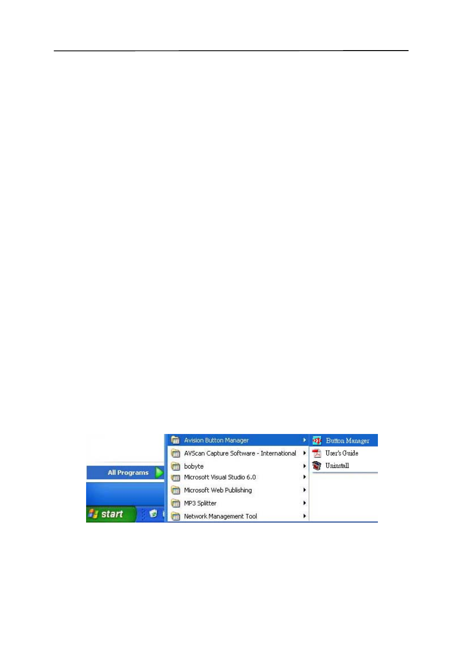 Using button manager on your desktop, 1 starting button manager, Using button manager on your desktop -1 | Starting button manager -1 | Avision AV186+ (FL-0912S) User Manual | Page 95 / 113