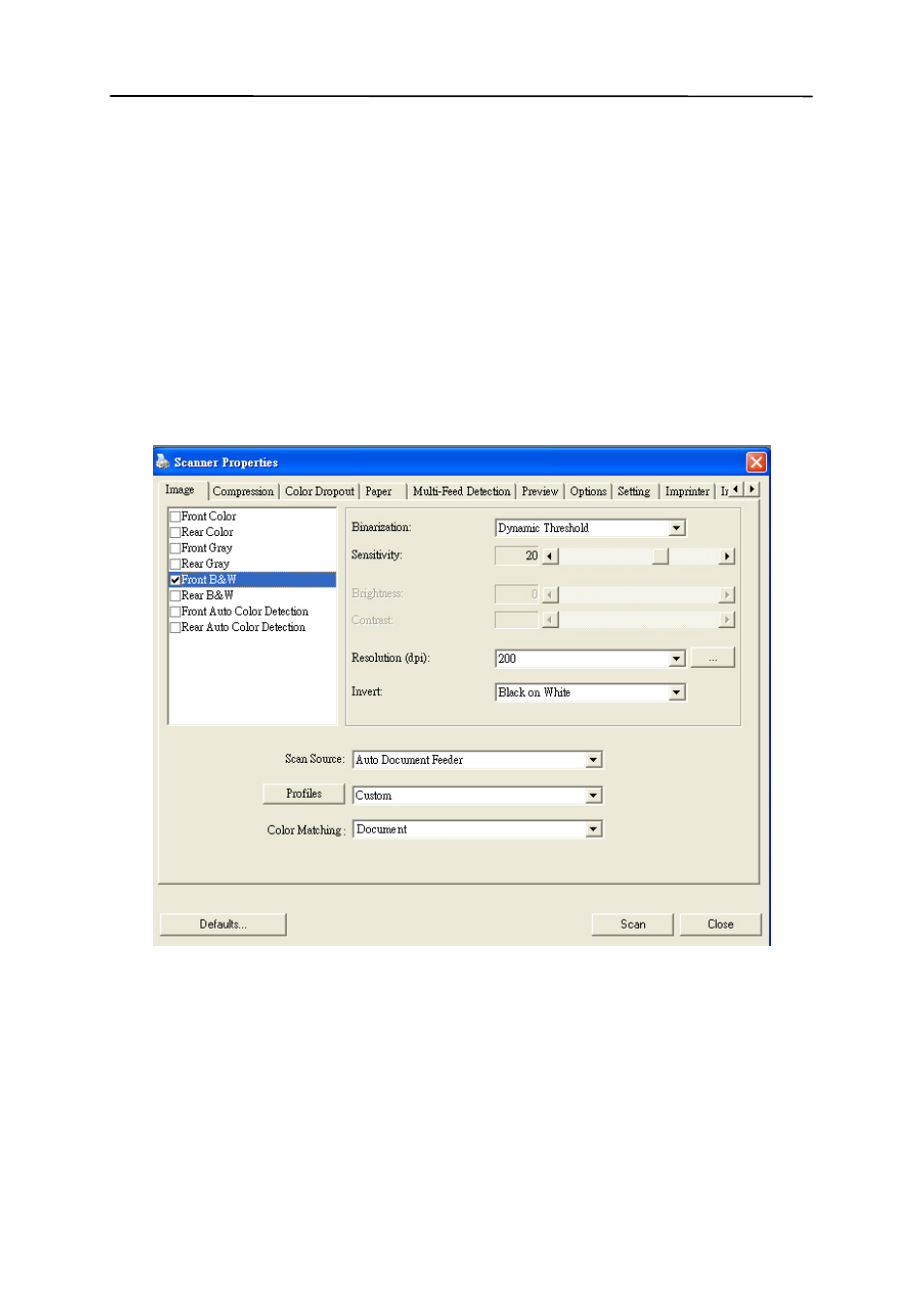 2 the image tab, The image tab -4 | Avision AV176+ (FL-1006S) User Manual | Page 27 / 109