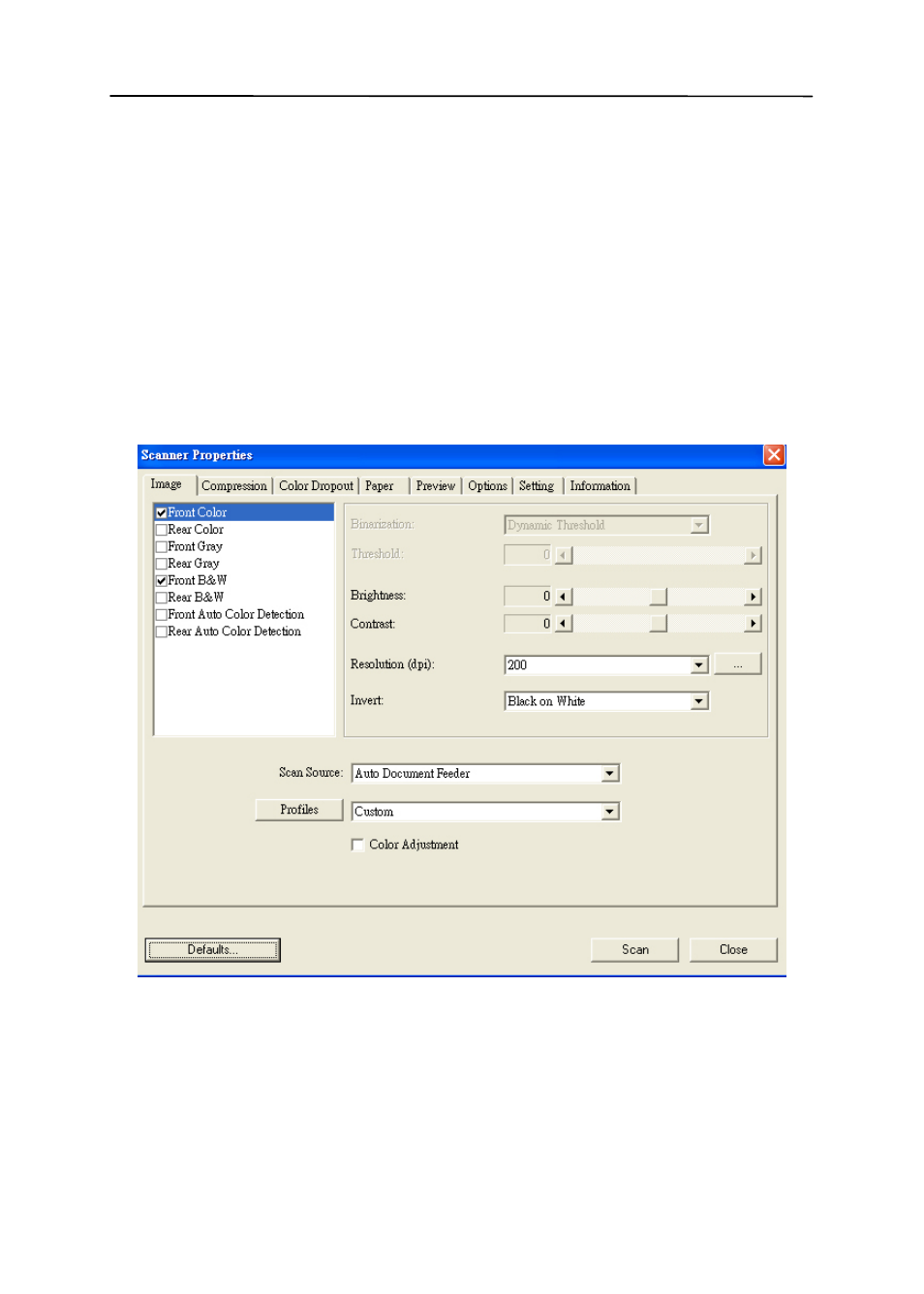 2 the image tab, The image tab -4 | Avision AV121 (FF-0506/FF-0508/FF-0608S) User Manual | Page 28 / 90