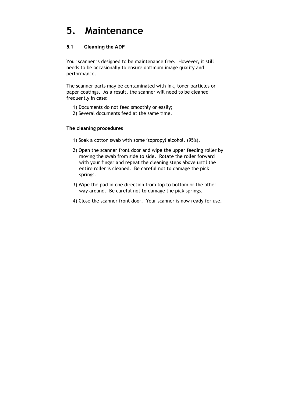 Maintenance | Avision AV120 User Manual | Page 37 / 46