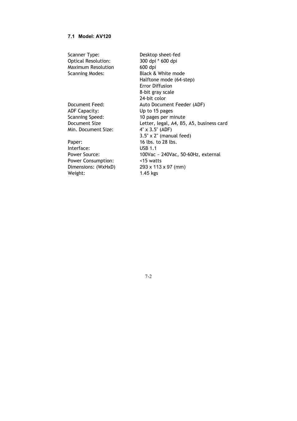 Avision AV120 User Manual | Page 45 / 46