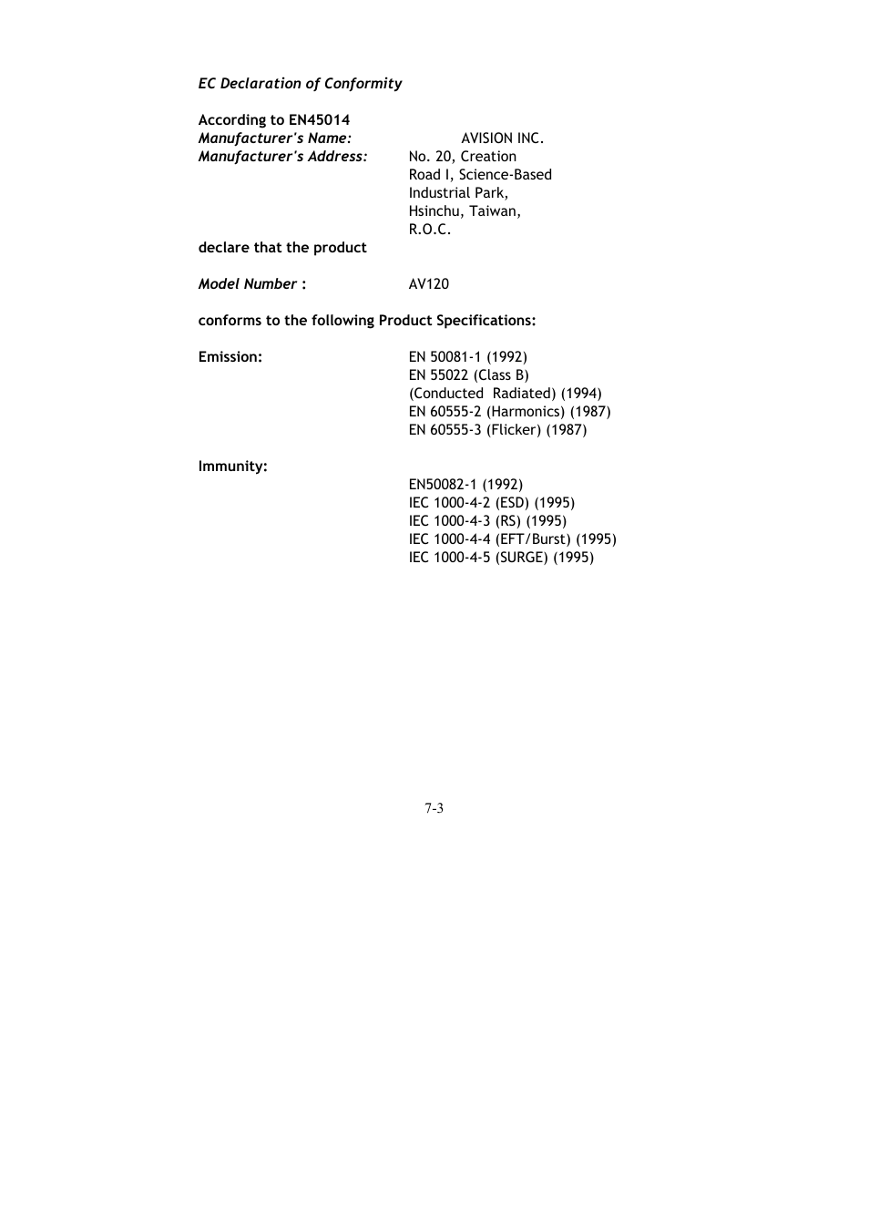 Avision AV120 User Manual | Page 46 / 46