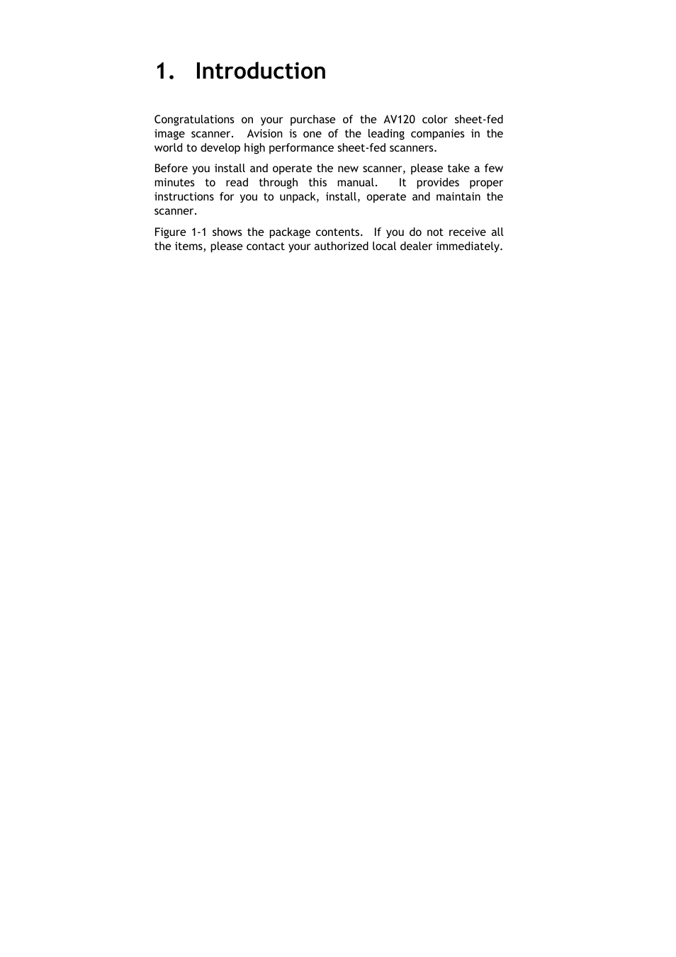 Introduction | Avision AV120 User Manual | Page 7 / 46