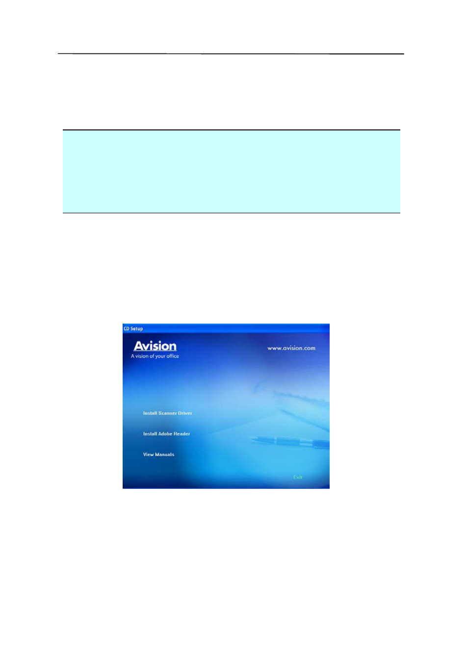 5 installing the software, Installing the software -8 | Avision AV3200U+ (DF-0902H) User Manual | Page 15 / 104