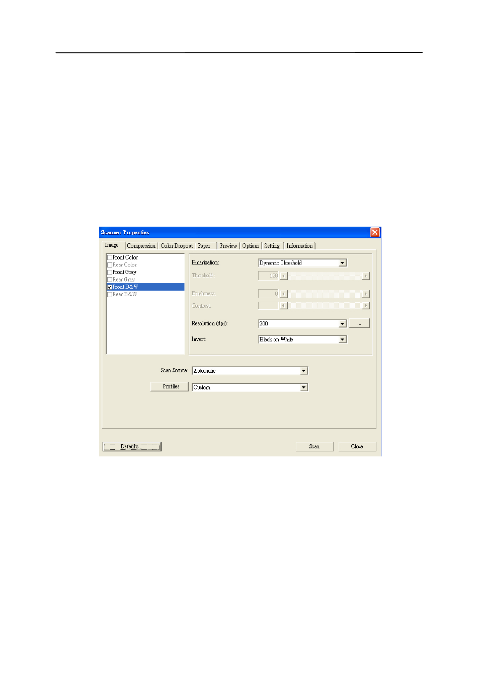 Using the scanner properties dialog box, Using the scanner properties dialog box -1 | Avision AV320 (FT-0604H) User Manual | Page 28 / 79