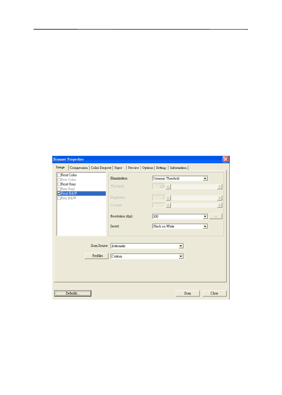 The image tab, The image tab -4 | Avision AV320 (FT-0604H) User Manual | Page 31 / 79