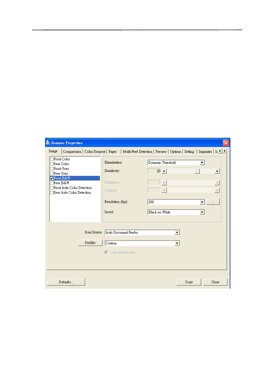 Using the scanner properties dialog box -1, Using the scanner properties dialog box | Avision AV220D2+ (FF-0901H) User Manual | Page 27 / 106