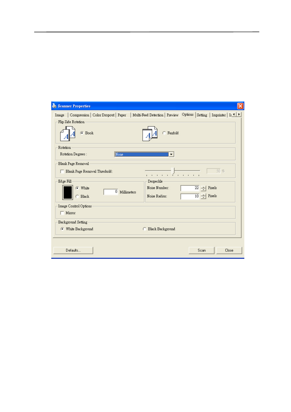 The options tab -47 | Avision AV220D2+ (FF-0901H) User Manual | Page 73 / 106