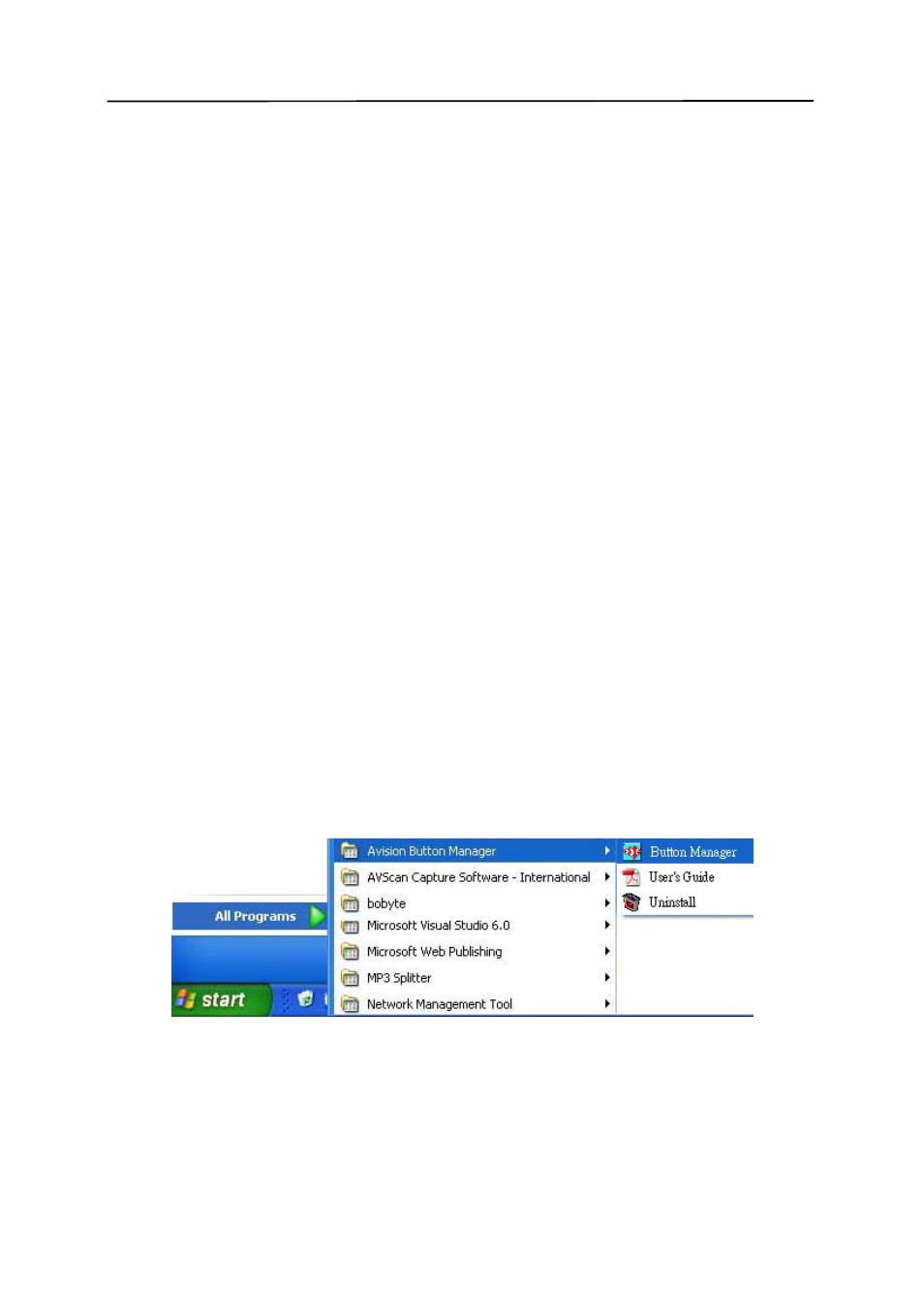 Using button manager on your desktop, 1 starting button manager, Using button manager on your desktop -1 | Starting button manager -1 | Avision AV220C2 (300500003) User Manual | Page 80 / 95