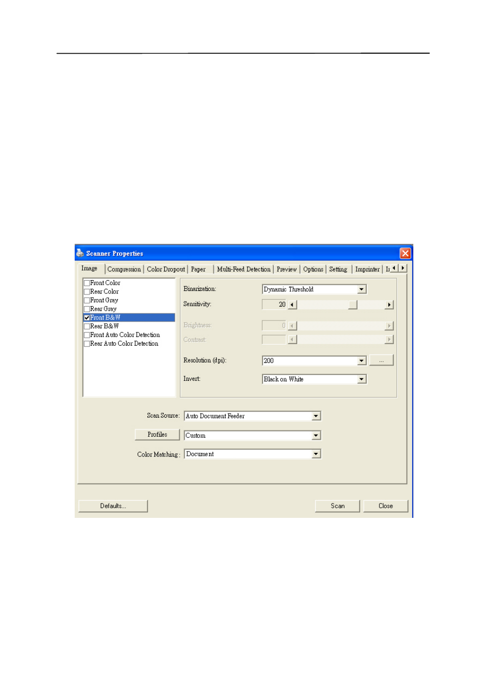 Using the scanner properties dialog box, Using the scanner properties dialog box -1 | Avision AV210D2+ (FF-1001H) User Manual | Page 26 / 106