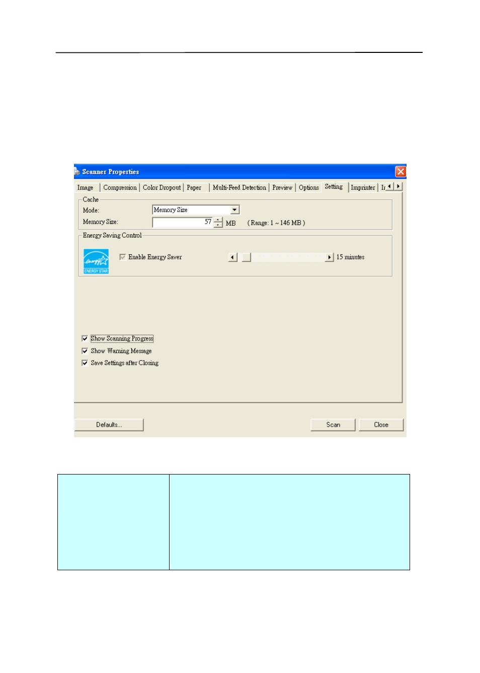 9 the setting tab, The setting tab -55 | Avision AV210D2+ (FF-1001H) User Manual | Page 80 / 106