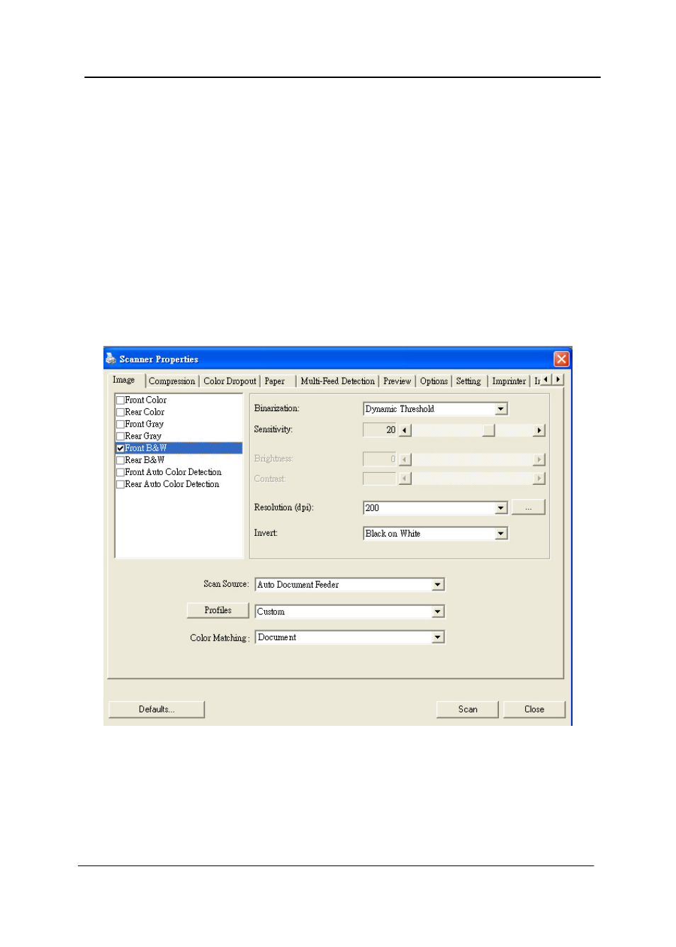 Using the scanner properties dialog box, Using the scanner properties dialog box -1 | Avision AV620C2+ (DF-1015S/DF-1004S) User Manual | Page 23 / 115