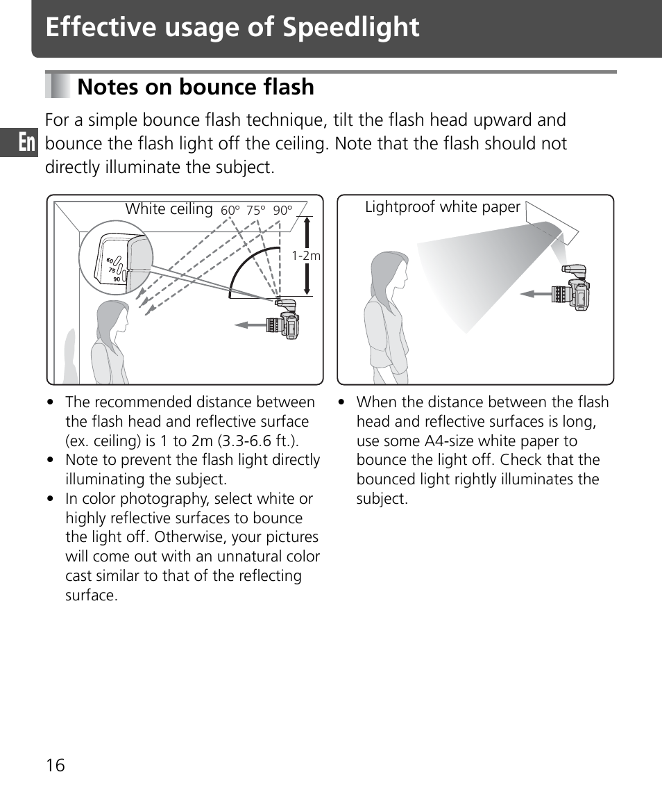 Effective usage of speedlight | Nikon SB-400 User Manual | Page 18 / 220