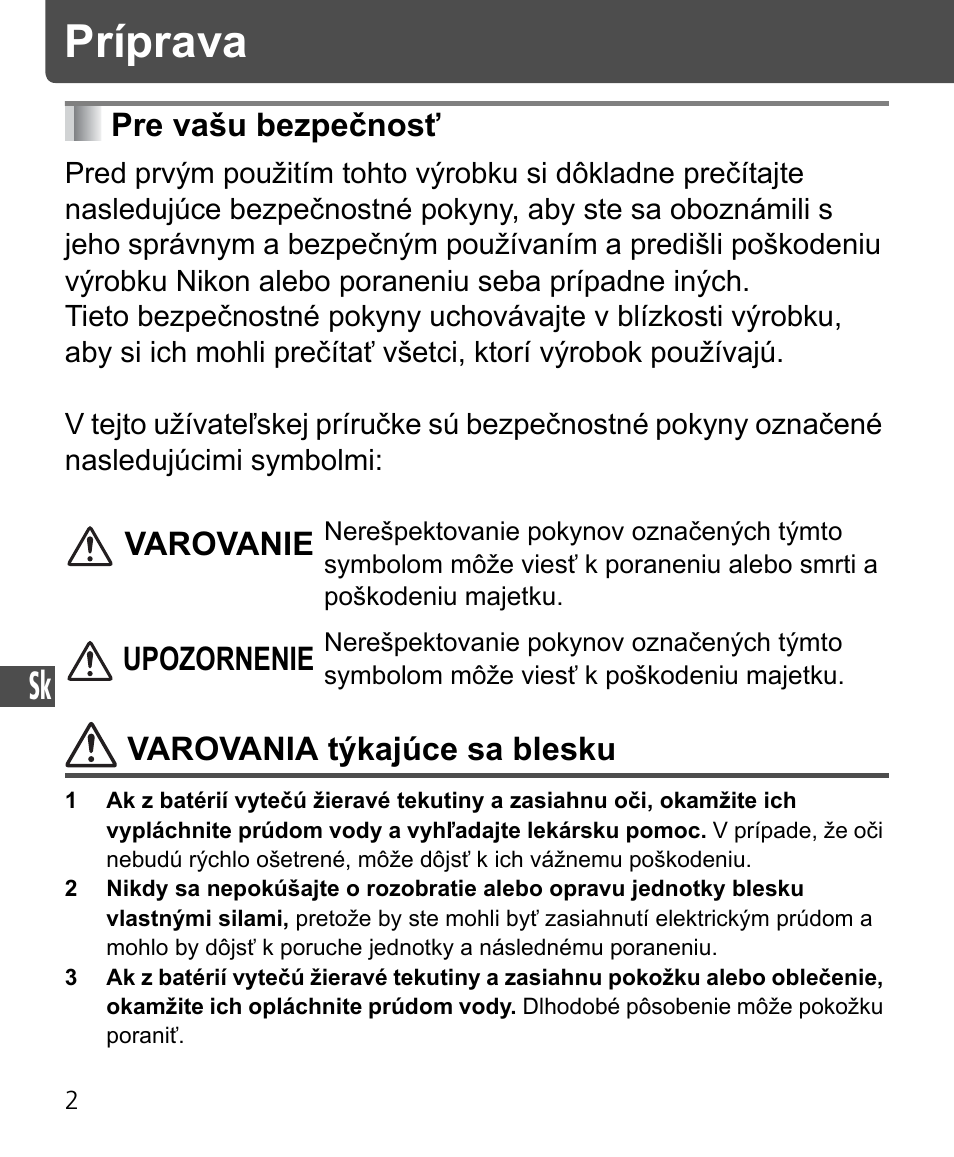 Príprava | Nikon SB-400 User Manual | Page 196 / 220